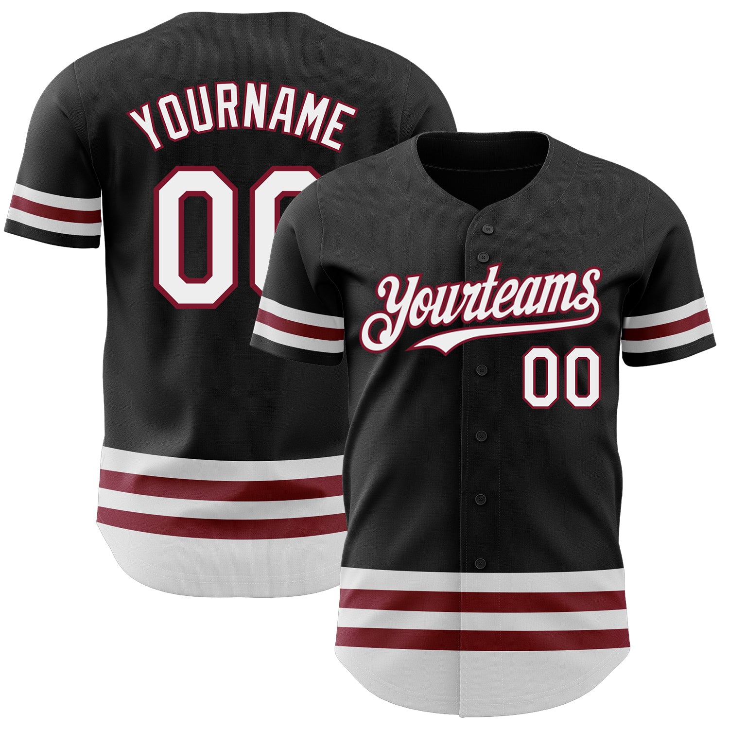 Personalized Black White Crimson Line Jersey for Baseball Fans - Custom Team Apparel Personalized Black White-Crimson Line