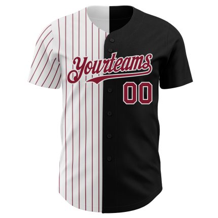 Personalized Custom Name Number Black White-Crimson Pinstripe Baseball Jersey - Authentic Fashion Team Jersey Personalized