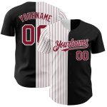 Personalized Black White Crimson Pinstripe Baseball Jersey Fashion Apparel Personalized Black White-Crimson Pinstripe Split