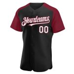 Personalized Black White Crimson Baseball Jersey with Raglan Sleeves Personalized Black White-Crimson Raglan Sleeves Baseball