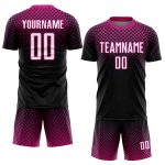 Personalized Halftone Dots Soccer Jersey Black White Deep Pink Uniform Personalized Black White-Deep Pink Halftone Dots Sublimation