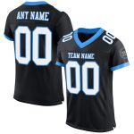 Custom Name and Number Authentic Football Jersey - Personalized Black and Electric Blue Mesh Team Apparel Personalized Black