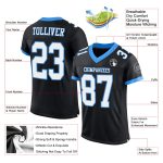 Personalized Black White Electric Blue Mesh Football Jersey for Men and Women Personalized Black White-Electric Blue Mesh