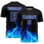Custom Black White Flame Soccer Jersey Uniform Sublimation 3 Personalized Black White Flame Sublimation Soccer Uniform Jersey