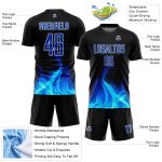 Custom Black White Flame Soccer Jersey Uniform Sublimation 3 Personalized Black White Flame Sublimation Soccer Uniform Jersey