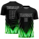 Personalized Soccer Uniform Jersey - Black White Flame Sublimation Design Personalized Black White Flame Sublimation Soccer