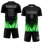 Custom Name and Number Soccer Uniform Jersey - Personalized Black and White Flame Sublimation Design Team Apparel Personalized