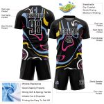 Personalized Black and White Soccer Jersey with Fluid Shapes Sublimation Design Personalized Black White Fluid Shapes Sublimation