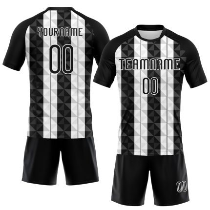 Personalized Geometric Shape Volleyball Jersey - Black and White Sublimation Uniform Personalized Black White Geometric Shape