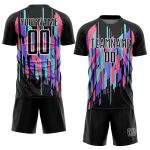 Personalized Soccer Uniform Jersey with Black White Geometric Shapes Design, Custom Sublimation 2 Personalized Black White