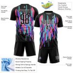 Personalized Soccer Uniform Jersey with Black White Geometric Shapes Design, Custom Sublimation 2 Personalized Black White