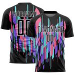 Custom Black White Geometric Soccer Jersey - Personalized Sublimation Uniform Personalized Black White Geometric Shapes Sublimation