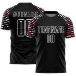 Custom Black White Geometric Shapes Soccer Uniform Jersey - Sublimation Design, Size 4 Personalized Black White Geometric