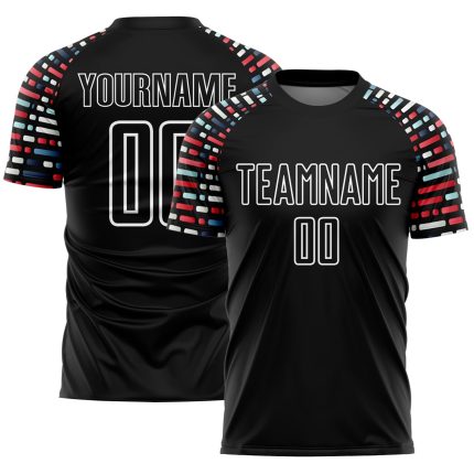 Custom Black White Geometric Shapes Soccer Uniform Jersey - Sublimation Design, Size 4 Personalized Black White Geometric