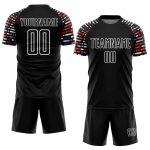 Custom Black White Geometric Shapes Soccer Uniform Jersey - Sublimation Design, Size 4 Personalized Black White Geometric