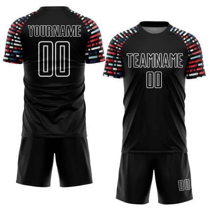 Custom Black White Geometric Shapes Soccer Uniform Jersey - Sublimation Design, Size 4 Personalized Black White Geometric