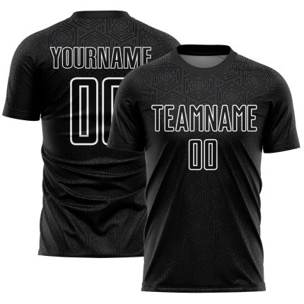 Personalized Geometric Shapes Soccer Jersey Sublimation 5 - Black and White Uniform Personalized Black White Geometric Shapes