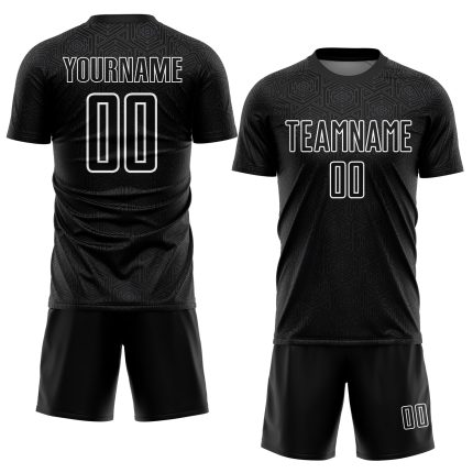 Personalized Geometric Shapes Soccer Jersey Sublimation 5 - Black and White Uniform Personalized Black White Geometric Shapes