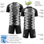 Custom Soccer Uniform Jersey - Black White Geometric Shapes Sublimation Design Personalized Black White Geometric Shapes