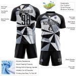 Custom Black White Geometric Soccer Jersey - Personalized Sublimation Uniform Personalized Black White Geometric Sublimation