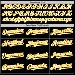 Personalized Black White Gold Baseball Jersey in 3 Colors, Arm Shapes Personalized Black White-Gold 3 Colors Arm Shapes Baseball
