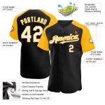 Custom Name Number Personalized Black White Gold Baseball Jersey Raglan Sleeves Authentic Team Apparel Personalized Black