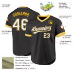 Custom Name Number Personalized Black White Gold Baseball Jersey Authentic Throwback Personalized Black White-Gold Authentic