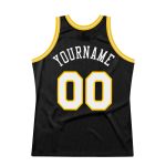 Custom Black White Gold Basketball Jersey with Personalized Name and Number - Authentic Throwback Style Personalized Black