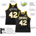 Custom Black White Gold Basketball Jersey with Personalized Name and Number - Authentic Throwback Style Personalized Black