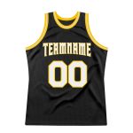 Custom Black White Gold Basketball Jersey with Personalized Name and Number - Authentic Throwback Style Personalized Black