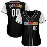 Custom Name Number Baseball Jersey Two Tone Black White Gold Authentic Team Personalized Black White-Gold Authentic Two Tone