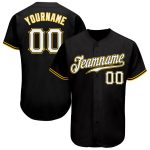 Personalized Black Gold Baseball Jersey for Men Women - Custom Team Sport Apparel Personalized Black White-Gold Baseball