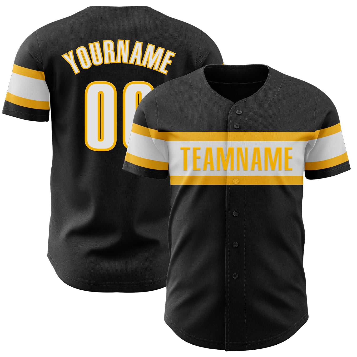 Custom Black White Gold Baseball Jersey for Men, Women, Kids - Personalized Sports Apparel Personalized Black White-Gold