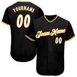 Personalized Black White Gold Baseball Jersey for Men and Women - Custom Team Apparel Personalized Black White-Gold Baseball