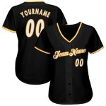 Personalized Black White Gold Baseball Jersey for Men and Women - Custom Team Apparel Personalized Black White-Gold Baseball