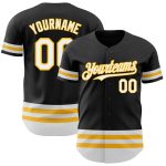Custom Name and Number Personalized Black White-Gold Line Authentic Baseball Jersey Personalized Black White-Gold Line Authentic