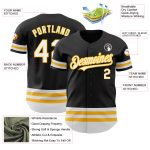 Custom Name and Number Personalized Black White-Gold Line Authentic Baseball Jersey Personalized Black White-Gold Line Authentic