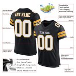 Personalized Black White Gold Authentic Football Jersey with Custom Name and Number - Team Apparel Personalized Black White-Gold
