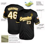 Custom Name Number Authentic Throwback Baseball Jersey Black White Gold Mesh Personalized Team Design Personalized Black
