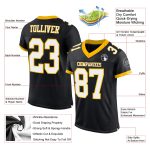 Custom Black White Gold Mesh Football Jersey - Personalized Athletic Apparel 4 Personalized Black White-Gold Mesh Football