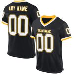 Personalized Black White Gold Mesh Throwback Football Jersey - Customized Sports Apparel 2 Personalized Black White-Gold