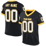 Personalized Black White Gold Throwback Football Jersey - Custom Mesh Jersey 3 Personalized Black White-Gold Mesh Throwback