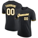 Custom Team Name Number Performance T-Shirt Black White Gold Personalized Personalized Black White-Gold Performance T-Shirt
