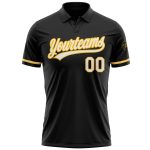 Personalized Performance Golf Polo Shirt in Black White Gold for Men Personalized Black White-Gold Performance Vapor Golf