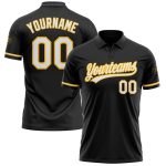 Personalized Performance Golf Polo Shirt in Black White Gold for Men Personalized Black White-Gold Performance Vapor Golf