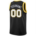 Custom Name and Number Personalized Basketball Jersey Black White Gold Round Neck Rib-Knit Personalized Black White-Gold