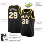 Custom Name and Number Personalized Basketball Jersey Black White Gold Round Neck Rib-Knit Personalized Black White-Gold