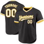 Personalized Black White Gold Baseball Jersey for Throwback Style 2 Personalized Black White-Gold Throwback Baseball Jersey