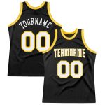 Personalized Basketball Jersey - Black White Gold Throwback Style 2 Personalized Black White-Gold Throwback Basketball Jersey