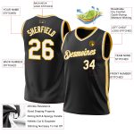 Personalized Throwback Basketball Jersey in Black and White-Gold Personalized Black White-Gold Throwback Basketball Jersey
